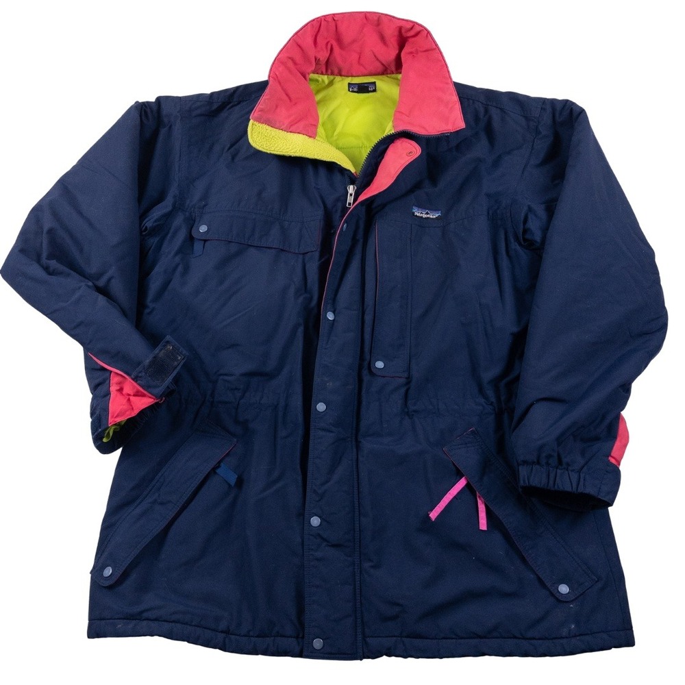 Patagonia Parka Mens L Blue Vintage 90s Insulated Guide Ski Winter Jacket Coat